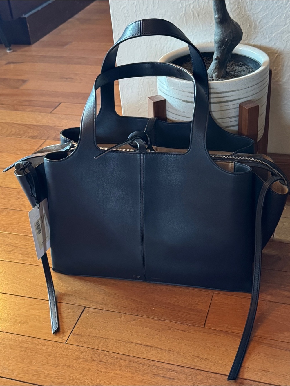 CELINE Dark Navy Blue Leather Tri-Fold Medium Bag- LUXURY ITEM